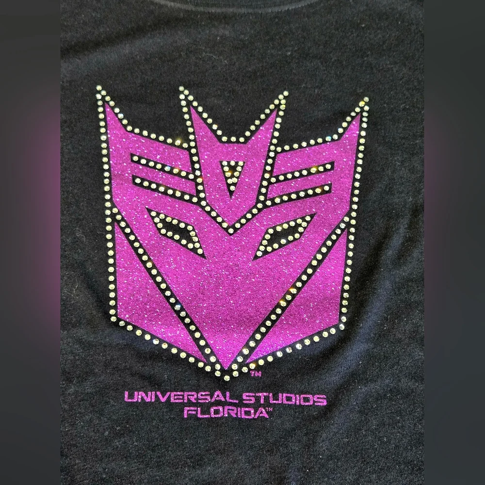 Black purple glitter Authentic Universal Studios licensed Decepticon T Shirt XL - Picture 6 of 8